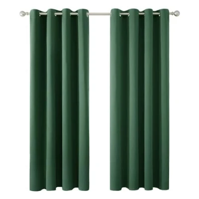 Image of Deconovo Green Curtains Bedroom Thermal Insulated Eyelet Blackout 46 x 72 Inch Forest Two Panels