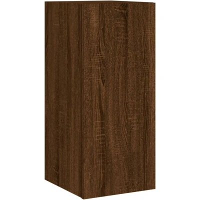 Image of vidaXL TV Wall Cabinet with LED Lights Brown Oak 30.5x35x70 cm