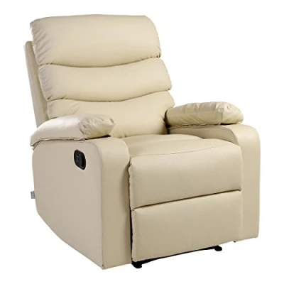 Image of More4Homes ASHBY LEATHER RECLINER ARMCHAIR SOFA CHAIR RECLINING HOME LOUNGE (Cream)