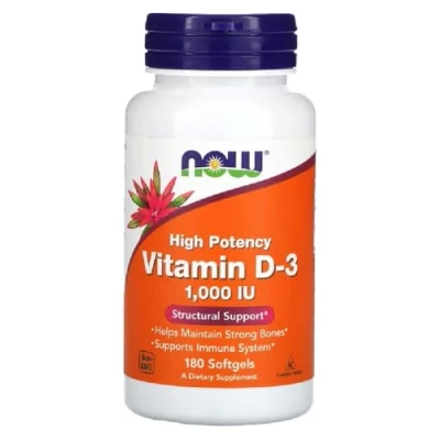 Image of Now Foods Vitamin D 3 1000 IU Immune &amp; Bone Health Support 180 Softgels