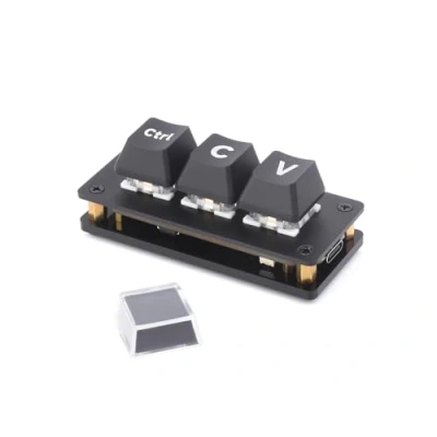 Image of RP2040 3 Button Development Board Ctrl C/V Shortcut Keyboard for Programmers, Microcontroller Chip, Programmable Key Function, Dual Type C Ports, Plug and Play, Driver Free