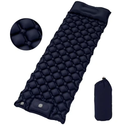 Image of YITAHOME Camping Mat, Ultralight Self Inflating Sleeping Mat with Built in Pump &amp; Bag, Large Pillow, Portable Mattress Inflatable Waterproof for Outdoor, Camping, Hiking (Navy Blue)