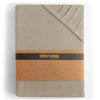 Image of DecoKing Fitted Sheet Small Double Cotton Jersey Boxspring, Amber Collection, 100x200 120x200 cm Cappucino Beige