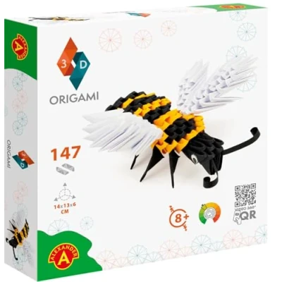 Image of Origami 3D 501823 Bee Beautiful Paper Sculpture with Patented Components and Comprehensible Building Instructions 147 Pieces 14 x 13 6 cm from 8 Years