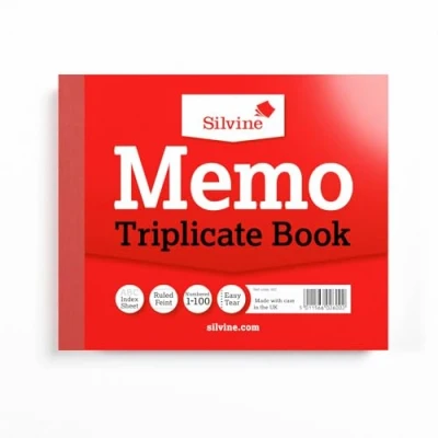 Image of Silvine Triplicate Invoice Book Numbered 1 100 with index sheet (210 x 127mm) [Pack of 6]