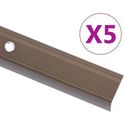 Image of vidaXL Stair Nosings in L shape 5 pcs Aluminium 100 cm Brown