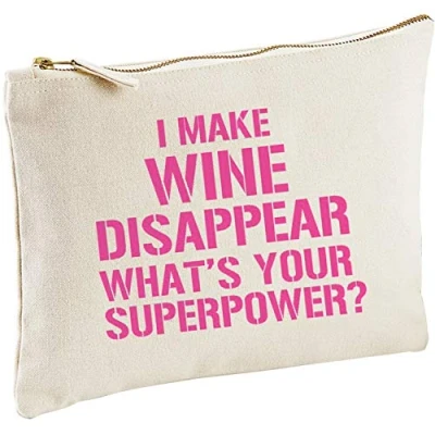 Image of Lolmugs I Make Wine Disappear up Bag 100% Cotton, 22x16cm, Vintage Style