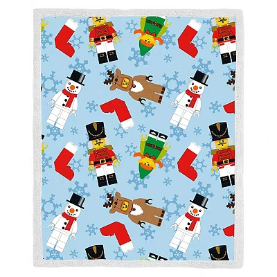 Image of Lego Official Fleece Blanket Super Soft Warm Throw with Sherpa Reverse, Jingles Christmas Design Perfect For Home, Bedroom, Sleepovers &amp; Camping Size 120 x 150cm