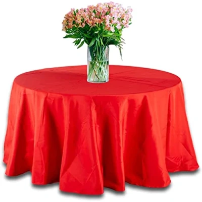 Image of Polyester Tablecloth 108&#039;&#039; Home Decor Wedding Small Big Sizes Red Purple Royal Blue Ivory Round Table Cover Made in UK (RED)