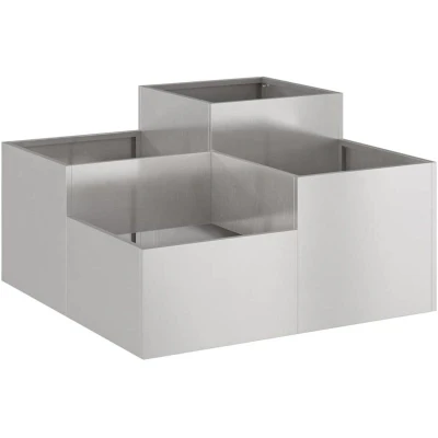 Image of vidaXL Garden Planter 100x100x48 cm Stainless Steel