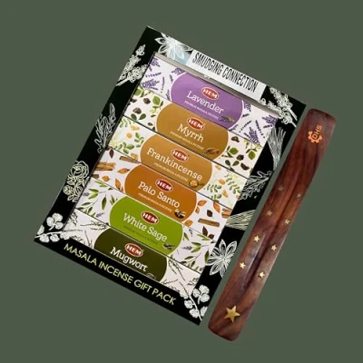 Image of HEM Premium Masala Smudging Connection Series incense sticks PACK of 6 (15g Each) GIFT with DHS holder