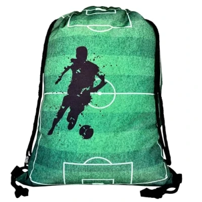 Image of HECKBO kids football soccer gym drawstring bag 40x32cm 12.6&quot; x 15.8&quot; string kindergarten daycare crèche school children girl boy backpack, sports bag, fabric