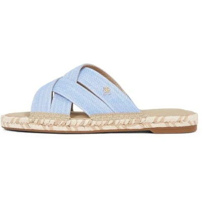 Image of Tommy Hilfiger Women’s Chambray Espadrille Mules, Blue (Blue Spell), 6