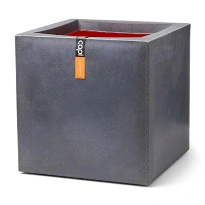 Image of CAPI EUROPE Planter square Smooth NL 50x50 Dark grey Opening Ø42 Pot for indoor and outdoor use Shatterproof 100% recyclable KDG904