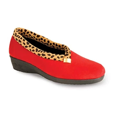 Image of Lunar Paloma Leopard Trim Slipper 8 UK Red