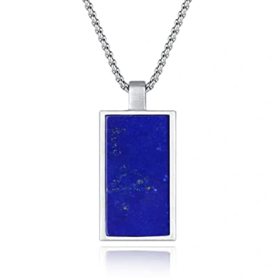 Image of COAI Rectangle Lapis Lazuli Blue Stone Pendant Necklace for Men