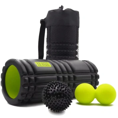 Image of Kalahari Foam Roller Set, 3 in 1 Plus Exercise Ebook English Muscle Roller, Peanut Ball, Spiky Ball and Bag Deep Tissue Massage &amp; Trigger Point Therapy