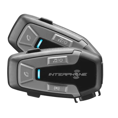 Image of INTERPHONE U COM6R Double Bluetooth Removable Motorcycle Intercom and Integrated Battery 15H autonomy, Bike to 1 km, TFT GPS compatible, waterproof, speaker 32mm, for all helmets