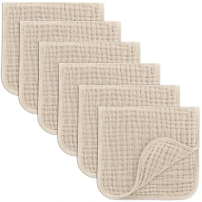 Image of Comfy Cubs Muslin Cloths for Baby, Baby Essentials, Burp Cloths, Squares, 100% Cotton, Hand Washcloths 6 Layers Extra Absorbent and Soft (Sand, Pack, 50 X 25 CM)