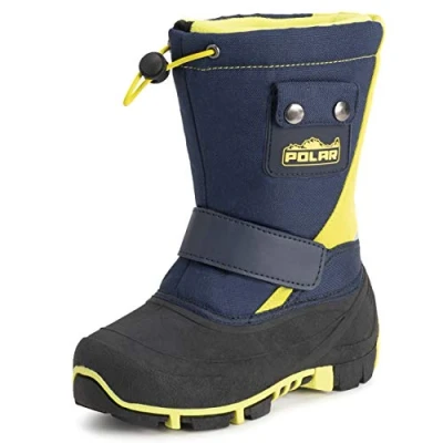 Image of Polar Kids Winter Thermal Warm Faux Fur Durable Rubber Sole Waterproof Outdoor Boots Navy/Green UK1/EU34 YC0698