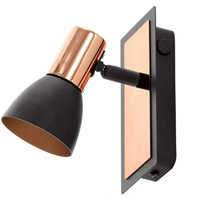 Image of EGLO Barnham LED wall spotlight, width 7 cm, black/copper