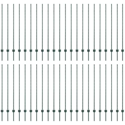 Image of vidaXL Fence Posts 44 pcs U Channel Green 180 cm Steel