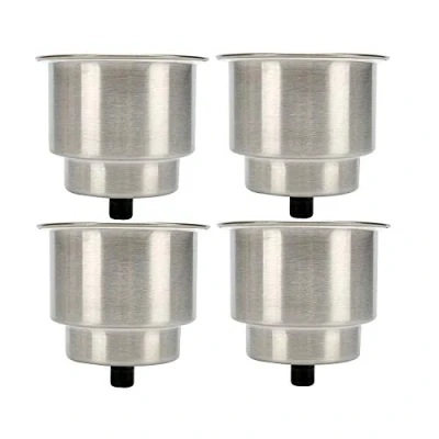 Image of FreeTec 4pcs Stainless Steel Cup Drink Holder with Drain Marine Boat Rv Camper