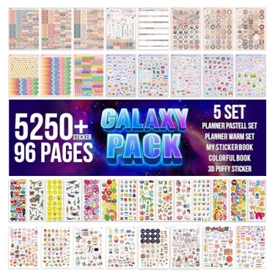 Image of colortouch 3D Stickers, Planner Sticker Set, 5250+ Pcs. 96 Sheets Puffy Stickers for Kids, Children&#039;s Reward Bullet Journal, Album, Scrapbook Adult Dinosaurs Cars Animals