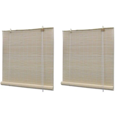 Image of vidaXL Bamboo Roller Blinds 2 pcs 120x160 cm Natural