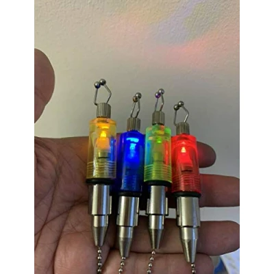 Image of Light up Chain Bite Indicator, Alarm, Bobbin Swingers, Hangers, Weight Adjustable (Red+Blue+Green+Yellow)