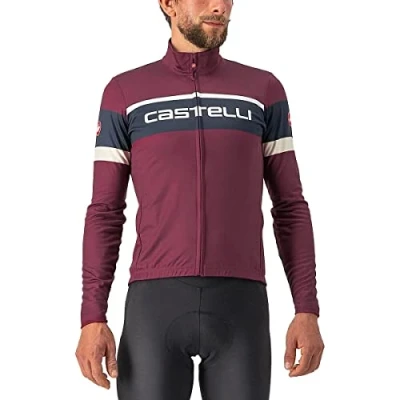 Image of CASTELLI Men&#039;s PASSISTA Jersey Sweatshirt, Bordeaux/Savile Blue Chalk, XXL