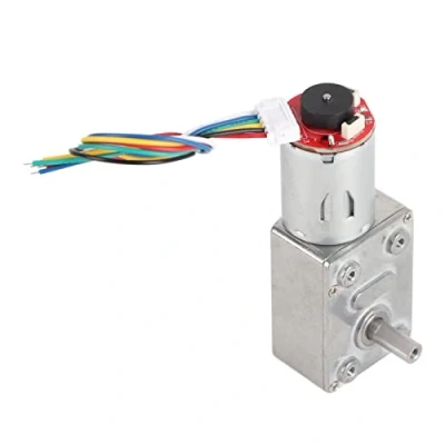 Image of 12V Dc Motor,DC High Torque Worm Geared Motor Reduction with Encoder Srong Self locking(40RPM)