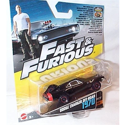 Image of mattel fast and furious 7 black dodge charger off road 1970 car 1.55 scale diecast model