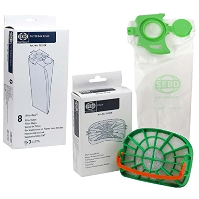 Image of SEBO Felix &amp; Dart 1 2 Genuine Vacuum Cleaner Bags Motor Filter Set