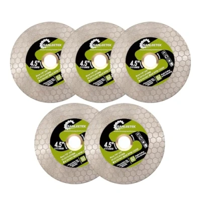 Image of Diamond Tile Saw Blade 5pcs 115mm Cutting Grinding Disc Hexagon Design for Porcelain Ceramic Marble Artificial Stone Quartz SANLEETEK