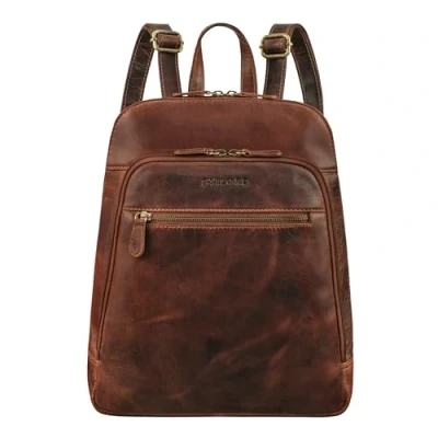 Image of STILORD &#039;Giselle&#039; Leather Laptop Backpack 13.3 Inch Daypack Notebook Women Business Men Travel Vintage Anti Theft Backpack, Colour:Prestige Brown
