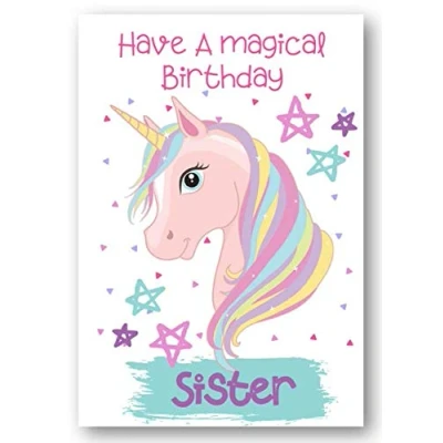 Image of Second Ave Sister Children&#039;s Kids Magical Unicorn Birthday Card For Her Greetings