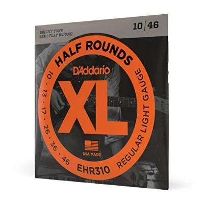 Image of D&#039;Addario Guitar Strings XL Half Rounds Electric Semi Flat Wound Bright Tone, Smooth Feel, Reduced Finger Noise EHR310 Regular Light, 10 46