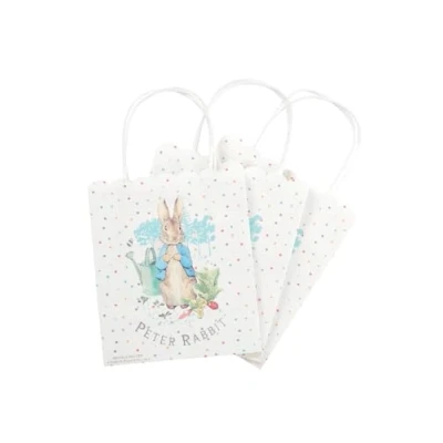 Image of Smiffys Peter Rabbit Classic Tableware Party Bags x6, 17 x 20 cm with Scalloped Top, Official License Partyware for Birthday Celebrations &amp; Themed Events, Perfect favours