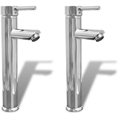 Image of vidaXL Bathroom Faucet Mixer Taps 2 pcs Chrome