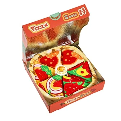 Image of AGRIMONY Funny Pizza Socks Box for Men Women Teenage Boys Gifts Fathers Day Novelty Dad Husband Food Funky Valentines Birthday Ideas Christmas Stocking Fillers(4 pairs)
