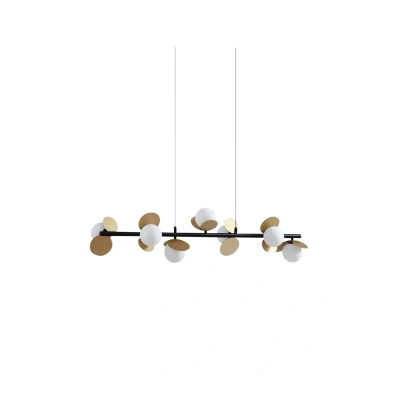 Image of Lucande LED hanging light Pallo, 7 bulb, black/gold, glass