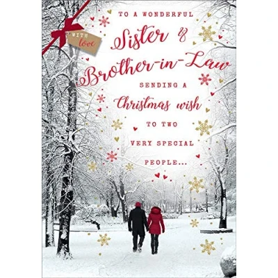 Image of Piccadilly Greetings Photo Christmas Card Sister &amp; Brother in Law 10 x 7 inches