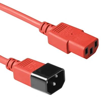 Image of ACT Power Cable 3m, C13 to C14 Extension for Cold Devices, IEC Male Female 3 Pin AK5107 Red