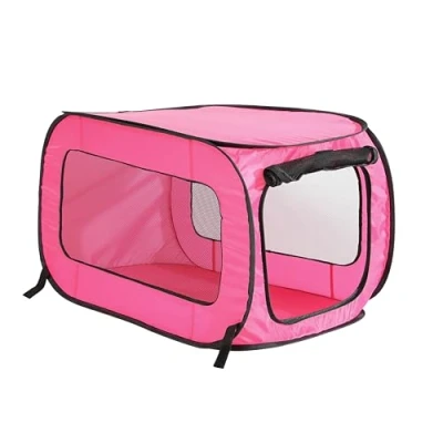 Image of Beatrice Home Fashions Portable, Collapsible, Pop Up Kennel Travel Cat and Dog Crate, 32.5&quot; L x 19.5&quot; W H, Fuchsia