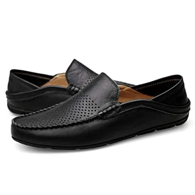 Image of Driving Shoes Moccasins Smart Slip On Round Toe Summer Breathable Penny Loafers Black 8 UK
