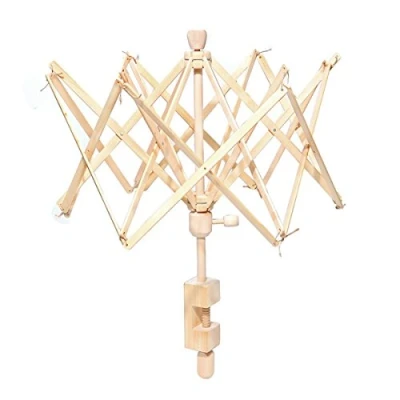 Image of Wooden Umbrella Swift Yarn Winder Holder, Bobbin 24&quot; Knitting Holder for Winding Lines Strings
