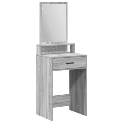Image of vidaXL Grey Sonoma Vanity Table Engineered Wood Makeup Desk with Storage and Mirror for Bedroom 50 x 41 140 cm