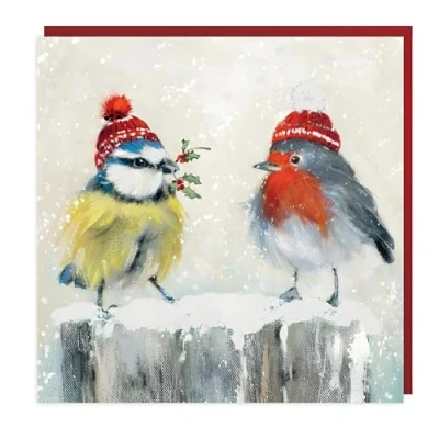 Image of Charity Christmas Cards Pack of 6 Garden Birds Artistic Design Tweet Special Finish Eco Friendly