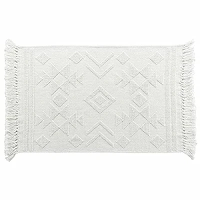 Image of Douceur d&#039;Intérieur, Rectangular Rug with Fringes 120 x 170 cm Cotton Jacquard, Cilaos Natural